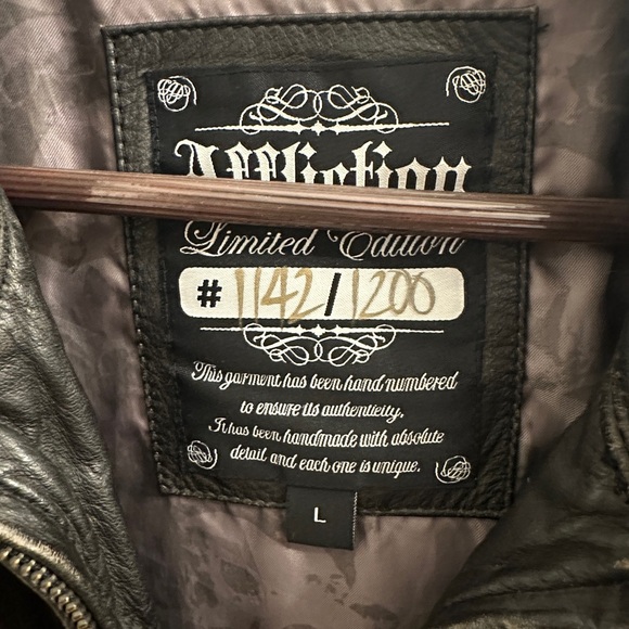 Vintage Affliction Black Leather Jacket with Embroidered Eagle - Picture 9 of 9